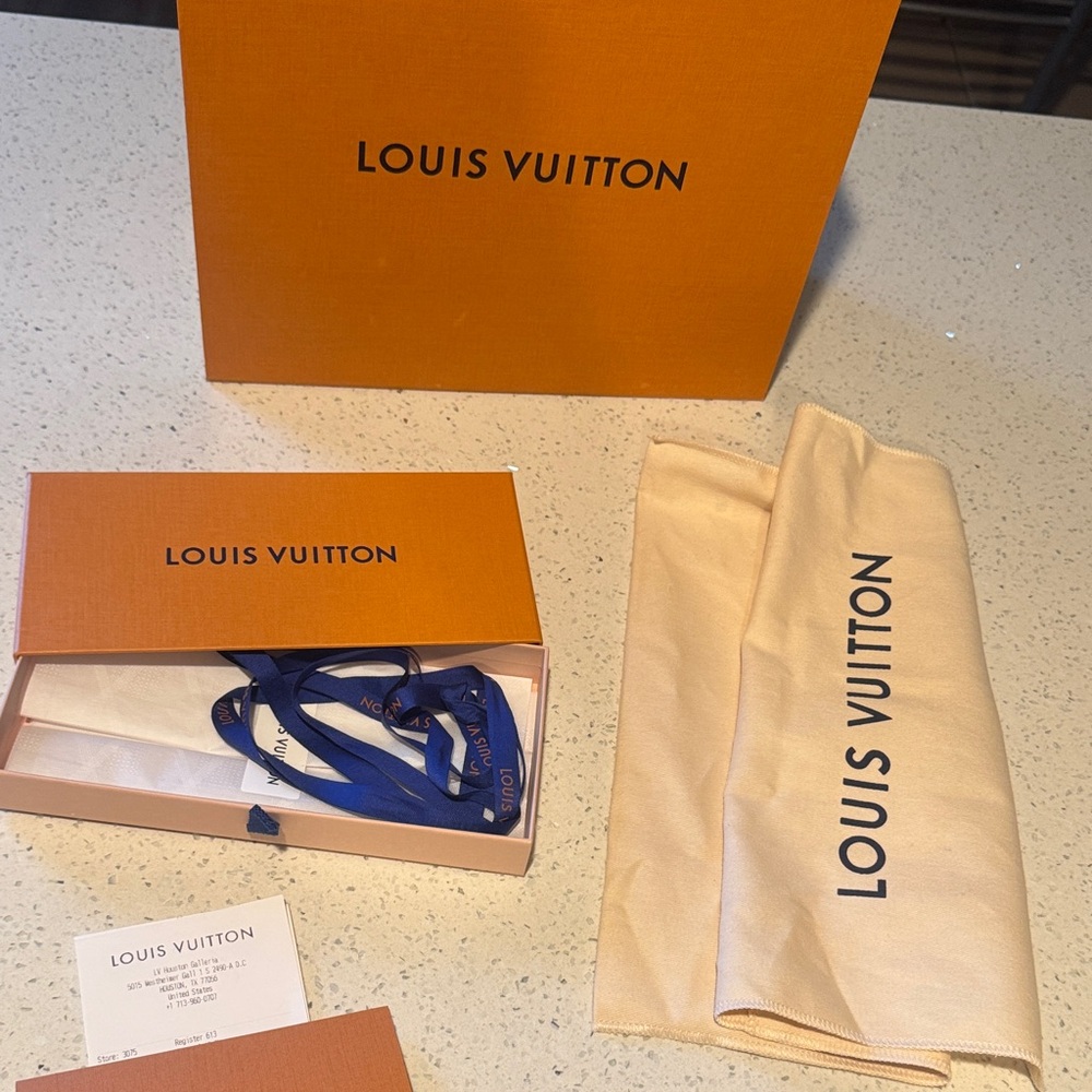 Louis Vuitton Orange Box Set with Blue Ribbon